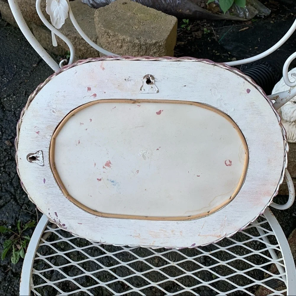 Vintage Cottagecore Wicker Rattan Oval Wall Hanging Mirror